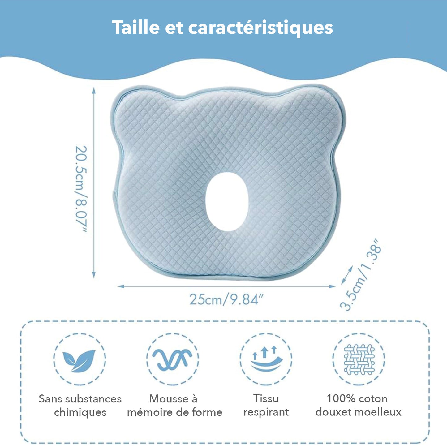 Coussin bébé anti tête-plate