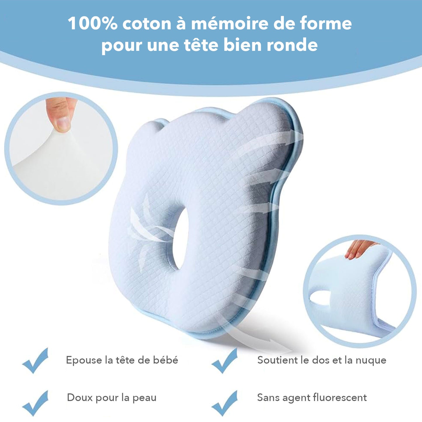 Coussin bébé anti tête-plate